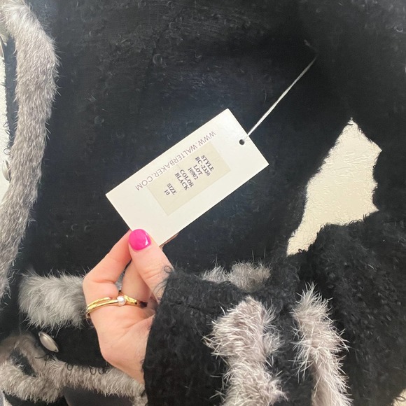 Walter Baker Rabbit Fur Trim Tweed Blazer Jacket - NWT - Picture 7 of 8